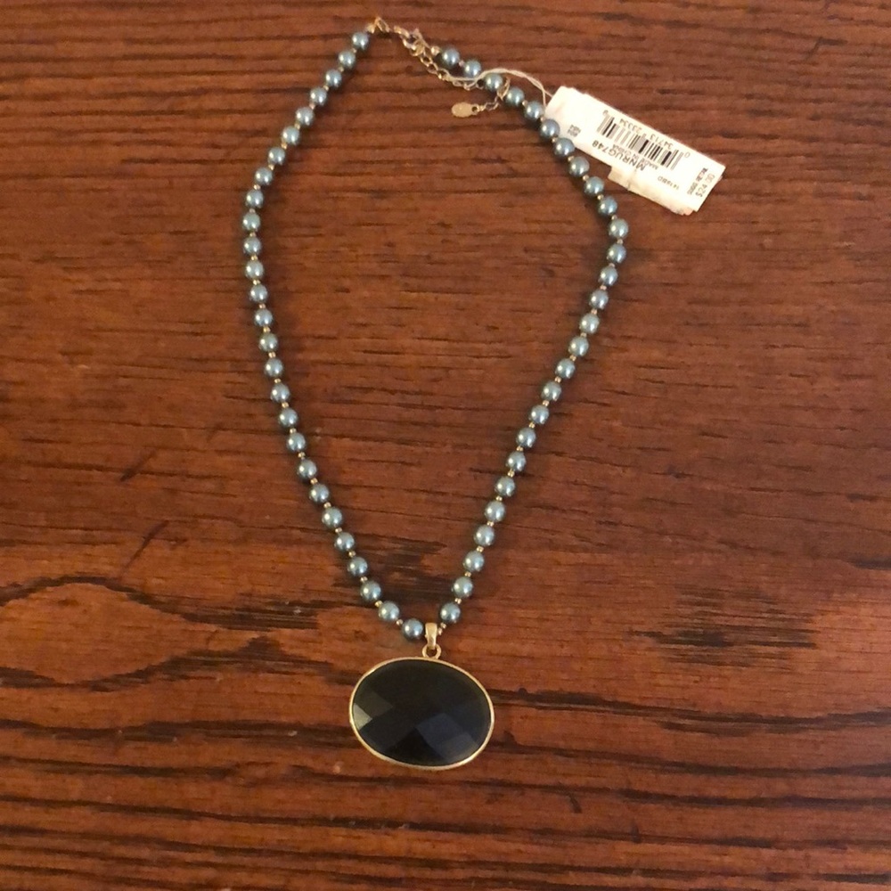 Blue faux pearl necklace